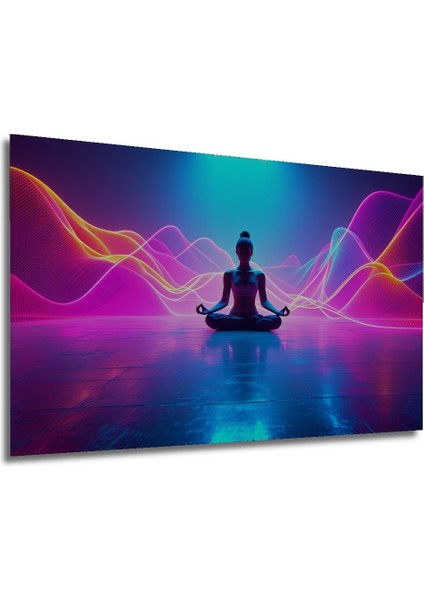 Neon Işıkları Altında Meditasyon Dekoratif Ahşap Ev/işyeri/ofis Kare Tablo modelleri