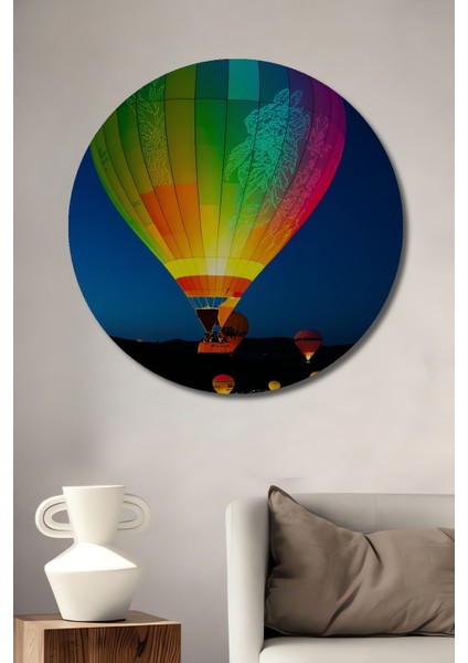 Gökyüzünde Dans Eden Balonlar Dekoratif Ahşap Ev/işyeri/ofis Yuvarlak Tablo