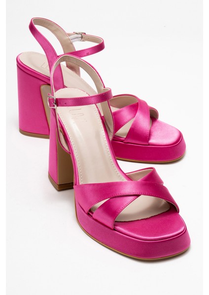 Lello Fuşya Saten Kadın Platform Topuklu Ayakkabı