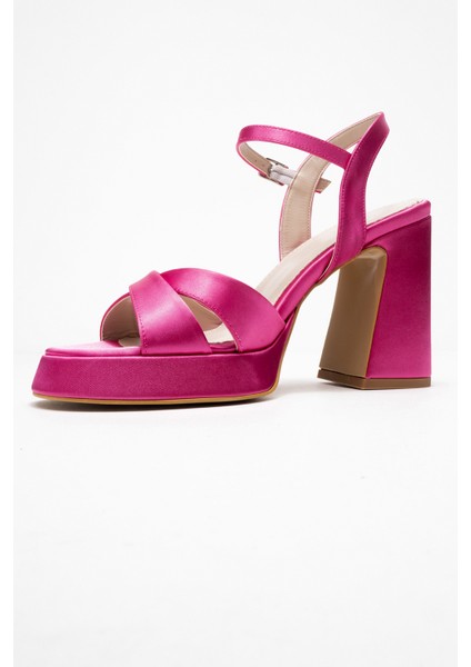 Lello Fuşya Saten Kadın Platform Topuklu Ayakkabı