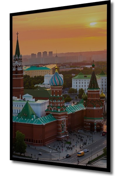 Çerçeve Görünümlü Moskova Kızıl Meydan Yağlı Boya Görünümlü Dekoratif Ahşap Işyeri/ofis Kare Tablo fiyatları
