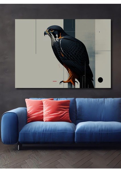 Minimalist Şahin Yağlı Boya Görünümlü Dekoratif Ahşap Ev/işyeri/ofis Kare Tablo