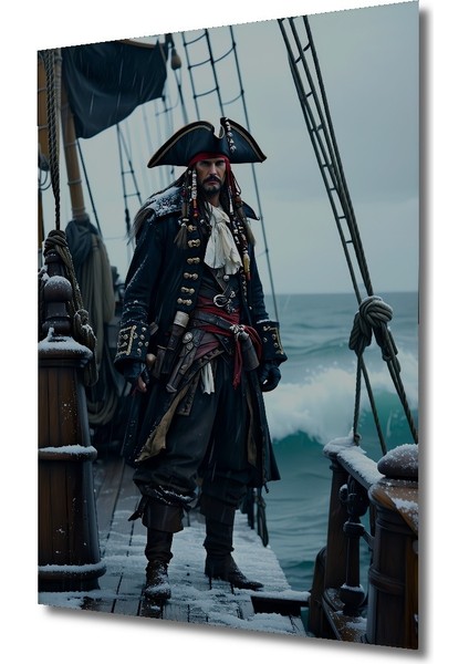 Karayip Korsanı Jack Sparrow Yağlı Boya Görünümlü Dekoratif Ahşap Ev/işyeri/ofis Kare Tablo fiyatları