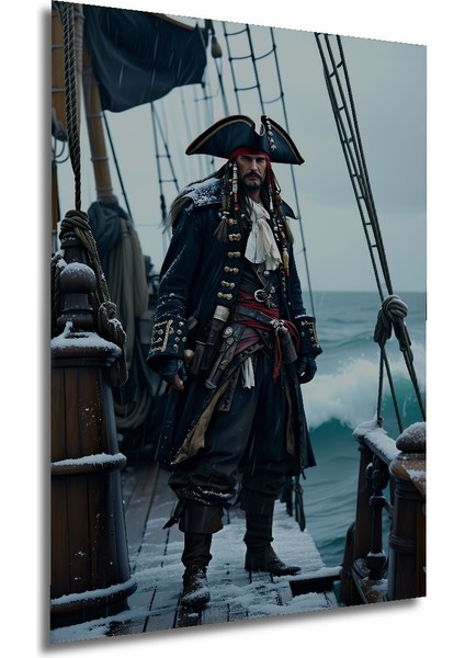 Karayip Korsanı Jack Sparrow Yağlı Boya Görünümlü Dekoratif Ahşap Ev/işyeri/ofis Kare Tablo modelleri