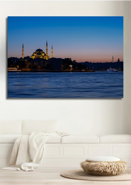 Istanbul Panorama Yağlı Boya Görünümlü Dekoratif Ahşap Ev/işyeri/ofis Kare Tablo