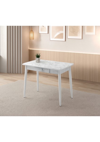 Ortadan Açılır Büyüyen Ahşap Yemek Masası Mermer Desenli 60X100CM Sadece Masa Fiyatıdır