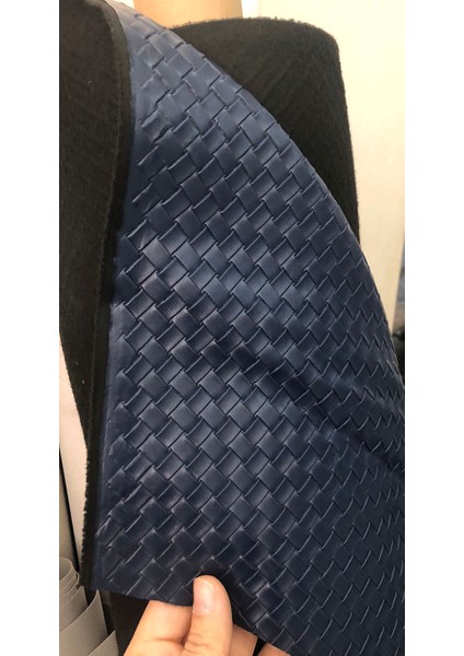 Kare Desenli Suni Deri Döşemelik Kumaş Mobilya,sandalye,koltuk ve Oto Döşeme Için Ideal ( Mavi )