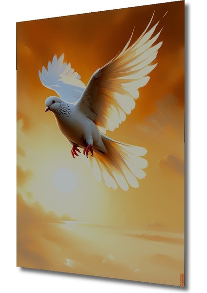 Altın Kanatlı Güvercin Yağlı Boya Görünümlü Ev/işyeri/ofis Dekoratif Ahşap Kare Tablo fiyatları
