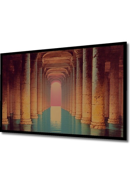 Çerçeve Görünümlü Yerebatan Sarnıcı Yağlı Boya Görünümlü Dekoratif Ahşap Ev/işyeri/ofis Kare Tablo fiyatları