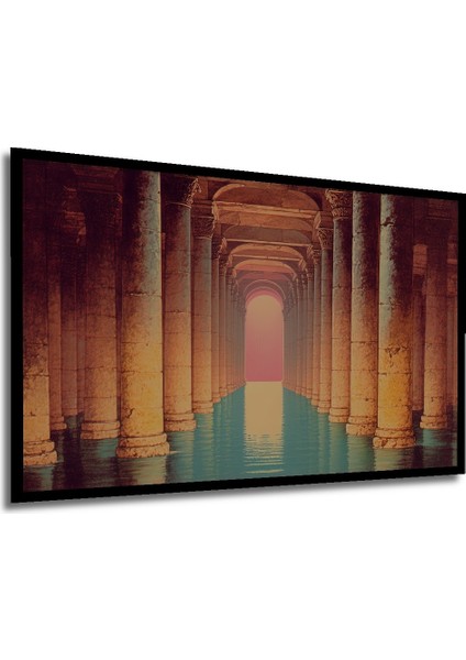 Çerçeve Görünümlü Yerebatan Sarnıcı Yağlı Boya Görünümlü Dekoratif Ahşap Ev/işyeri/ofis Kare Tablo modelleri