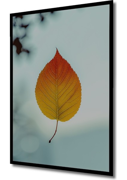 Çerçeve Görünümlü Sulu Boya Görünümlü Sonbahar Yaprağı Zarafeti Salon Ahşap Kare Tablo fiyatları