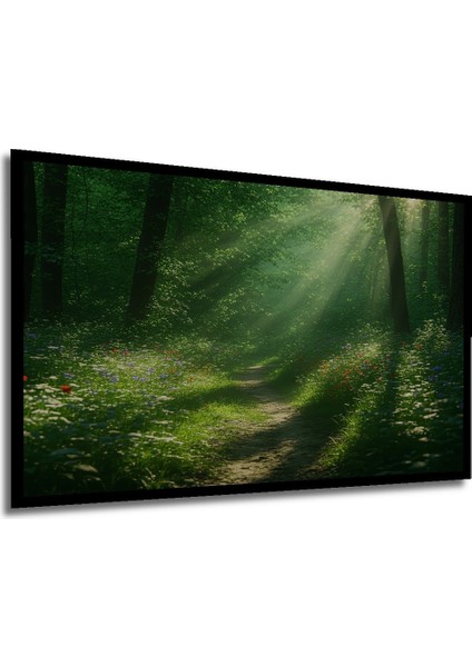 Çerçeve Görünümlü Orman Ihtişamlı Yeşil Yollar Yağlı Boya Görünümlü Dekoratif Ahşap Ofis Kare Tablo modelleri