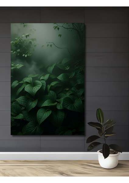 Yeşil Yapraklar Ormanı Yağlı Boya Görünümlü Dekoratif Ahşap Ev/işyeri/ofis Kare Tablo