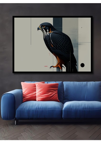 Çerçeve Görünümlü Minimalist Şahin Yağlı Boya Görünümlü Dekoratif Ahşap Ev/işyeri/ofis Kare Tablo