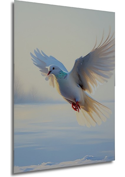 Beyaz Güvercin Yağlı Boya Görünümlü Dekoratif Ahşap Ev/işyeri/ofis Kare Tablo modelleri