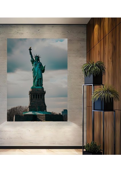 Özgürlük Heykeli Modern Sanat Yağlı Boya Görünümlü Dekoratif Ahşap Ev/işyeri/ofis Kare Tablo