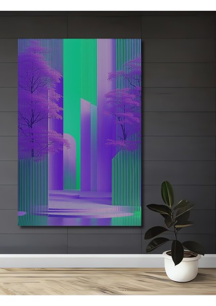 Mor Bahar Ağaçları Soyut Sanat Dekoratif Ahşap Ev/işyeri/ofis Kare Tablo