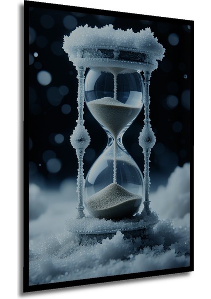 Çerçeve Görünümlü Donmuş Kum Saati Zamanın Buz Tutkusu Dekoratif Ahşap Ev/işyeri/ofis Kare Tablo modelleri