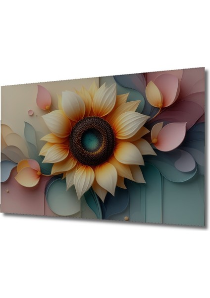 Pastel Tonlarda Ayçiçeği Rüya Bahçesi Dekoratif Ahşap Ev/işyeri/ofis Kare Tablo fiyatları