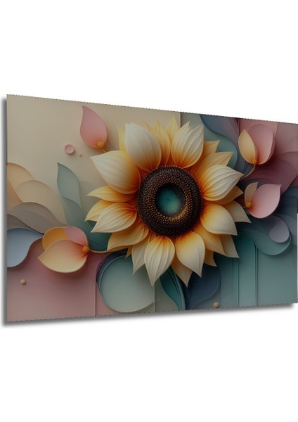 Pastel Tonlarda Ayçiçeği Rüya Bahçesi Dekoratif Ahşap Ev/işyeri/ofis Kare Tablo modelleri