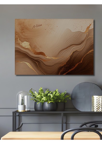 Altın Dokunuşlu Soyut Modern Sanat Dekoratif Ahşap Ev/işyeri/ofis Kare Tablo