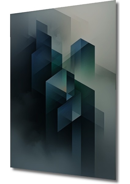 Mistik Geometrik Şehir Manzarası Yağlı Boya Görünümlü Ev/işyeri/ofis Dekoratif Ahşap Kare Tablo fiyatları