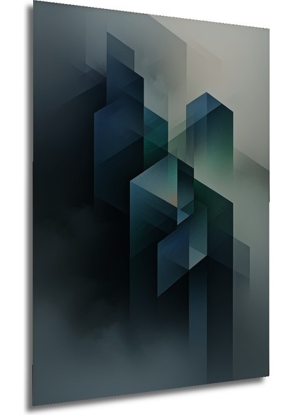 Mistik Geometrik Şehir Manzarası Yağlı Boya Görünümlü Ev/işyeri/ofis Dekoratif Ahşap Kare Tablo modelleri