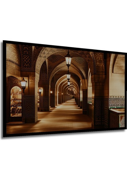Çerçeve Görünümlü Mistik Osmanlı Sarayı Yağlı Boya Görünümlü Dekoratif Ahşap Işyeri/ofis Kare Tablo modelleri