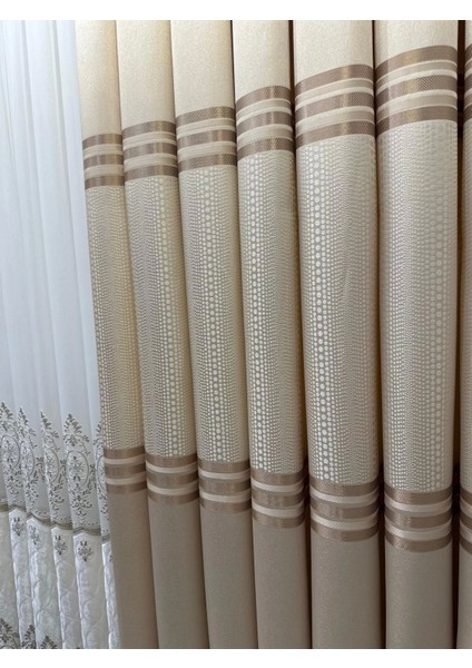 Nivemeshome Mızraklı FT632256 V-101 Krem 1/3 Sık Pile Fon Perde Apm