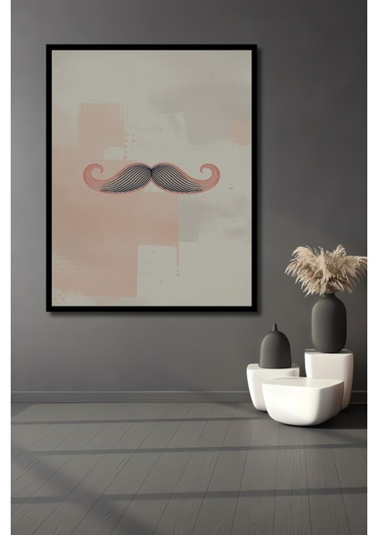 Çerçeve Görünümlü Retro Bıyık Illüstrasyon Dekoratif Ahşap Dekoratif Ev/işyeri/ofis Kare Tablo