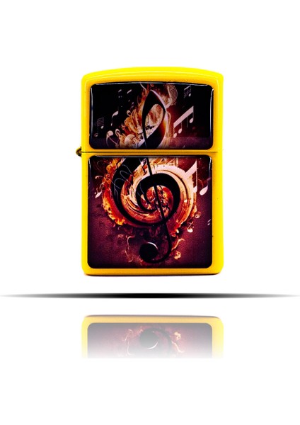 Sol Anahtarı Desenli Sarı Benzinli Çakmak fiyatları