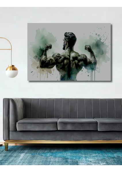 Kaslı Adam Sulu Boya Görünümlü Modern Sanat Ev/işyeri/ofis Dekoratif Ahşap Kare Tablo