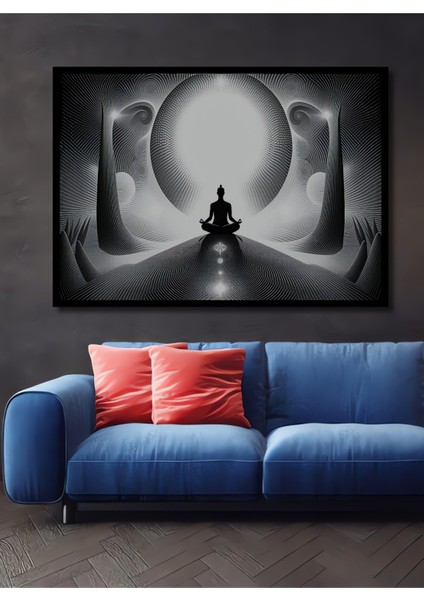 Çerçeve Görünümlü Meditasyon Yapan Kadın Soyut Sanat Dekoratif Ahşap Ev/işyeri/ofis Kare Tablo