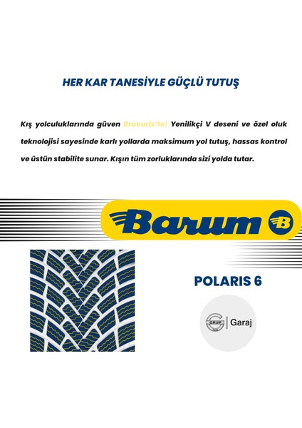 195/65R15 91T Barum Polaris6 Kış Lastiği 2024 Üretimi Grupgaraj Güvencesiyle! indirimleri