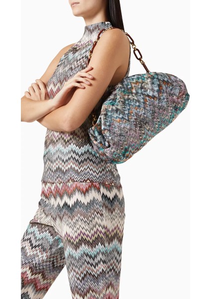 Mıssonı Lurex Örgülü Büyük Kese, Şık & Göz Alıcı Çanta, Ikonik Zigzag Desen fiyatları