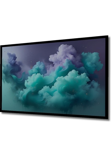 Çerçeve Görünümlü Turkuaz Rüya Bulutlar Yağlı Boya Görünümlü Dekoratif Ahşap Işyeri/ofis Kare Tablo fiyatları