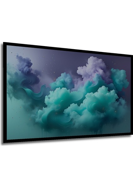 Çerçeve Görünümlü Turkuaz Rüya Bulutlar Yağlı Boya Görünümlü Dekoratif Ahşap Işyeri/ofis Kare Tablo modelleri