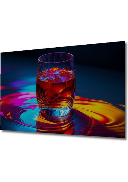 Neon Işıklar Altında Buzlu Kokteyl Modern Sanat Ev/işyeri/ofis Dekoratif Ahşap Kare Tablo fiyatları