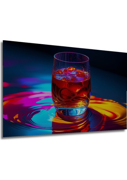 Neon Işıklar Altında Buzlu Kokteyl Modern Sanat Ev/işyeri/ofis Dekoratif Ahşap Kare Tablo modelleri