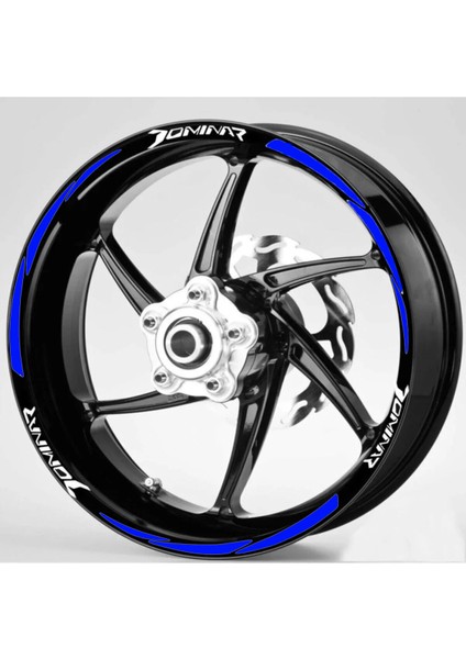 Yeni Özel Motosiklet Jant Şeridi Dominar Beyaz-Mavi Sağ-Sol/ön-Arka