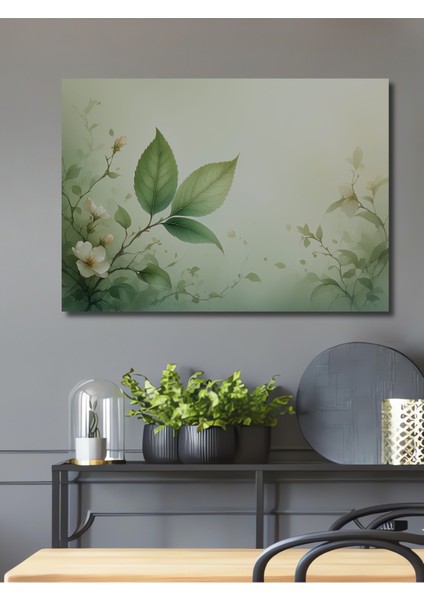 Sakura Çiçekleri Sulu Boya Görünümlü Dekoratif Ahşap Ev/işyeri/ofis Kare Tablo