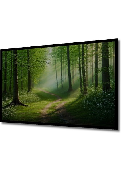 Çerçeve Görünümlü Yeşil Orman Yolu Yağlı Boya Görünümlü Dekoratif Ahşap Ev/işyeri/ofis Kare Tablo fiyatları