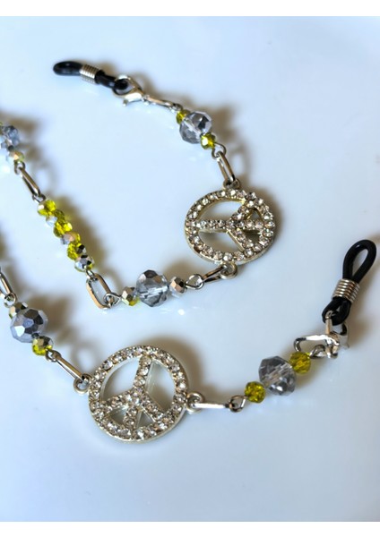 Bayangözlük Zinciri Zirkontaşlı Barış Sembollü Gözlükzinciri fiyatları