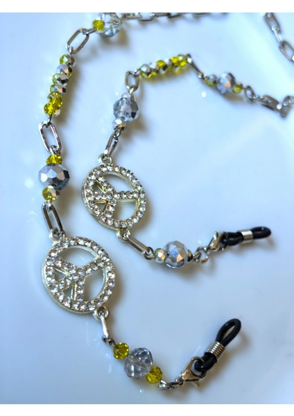 Bayangözlük Zinciri Zirkontaşlı Barış Sembollü Gözlükzinciri modelleri