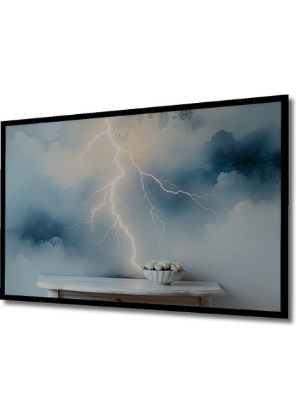 Çerçeve Görünümlü Fırtına Esintili Bulutlar ve Güller Yağlı Boya Görünümlü Ahşap Ofis Kare Tablo fiyatları