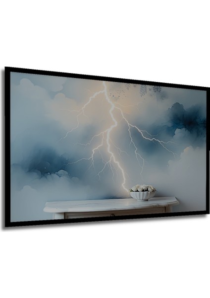 Çerçeve Görünümlü Fırtına Esintili Bulutlar ve Güller Yağlı Boya Görünümlü Ahşap Ofis Kare Tablo modelleri