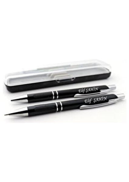 Kişiye Özel 2'li Siyah Metal Tükenmez ve Versatil Kalem Seti 13,5x1 cm fiyatları