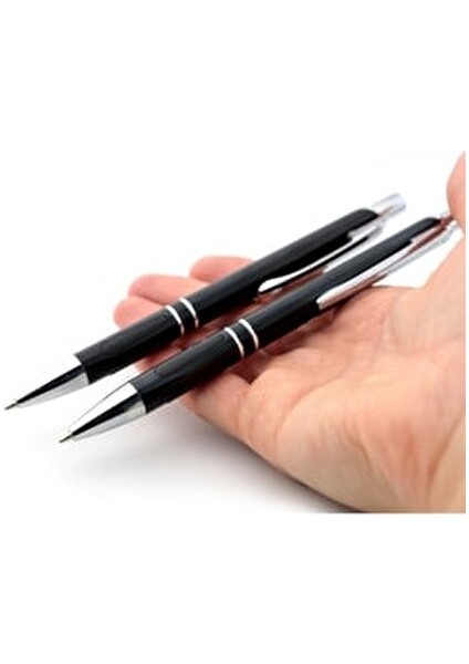 Kişiye Özel 2'li Siyah Metal Tükenmez ve Versatil Kalem Seti 13,5x1 cm fırsatları