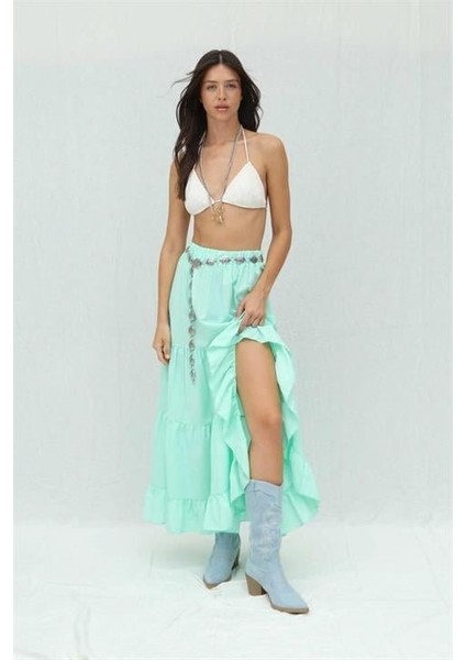 Audrey Fıfrlı Yırtmaç Detay Etek 4037 fırsatları