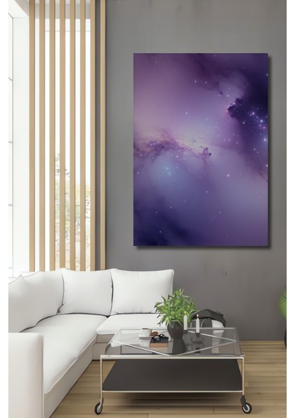 Eflatun Rüyası Nebula Yağlı Boya Görünümlü Dekoratif Ahşap Ev/işyeri/ofis Kare Tablo